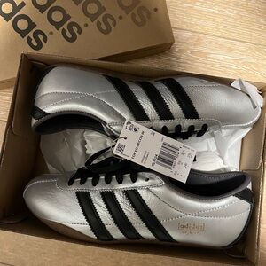 Adidas Women's Silver and Black Sneakers